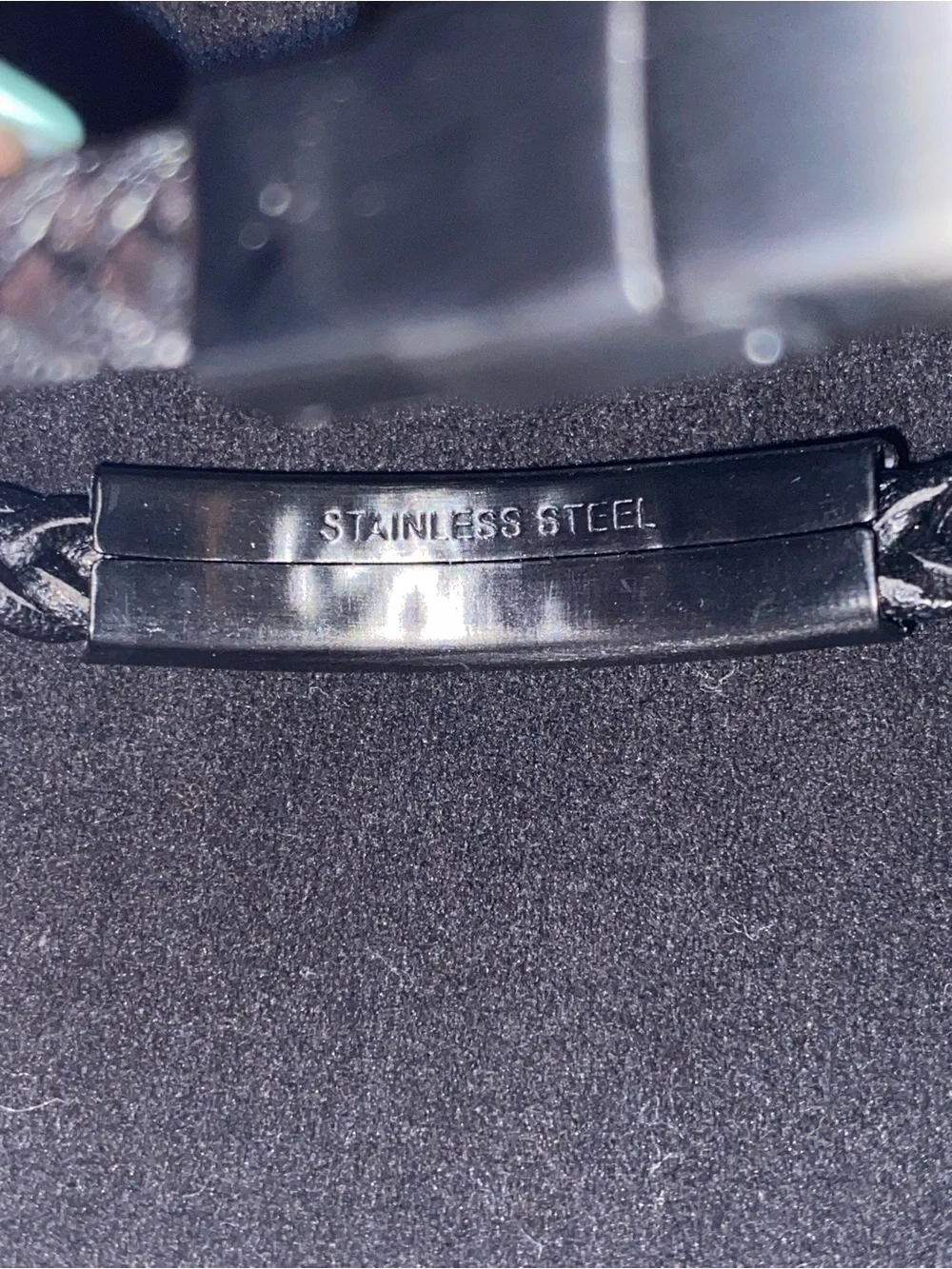 Men's Black Braided Leather ID Bracelet - Sleek Minimalist Style